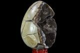 Septarian Dragon Egg Geode - Black Crystals #109974-3